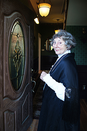 click to view larger image Docent Pat Corr in Victorian garb